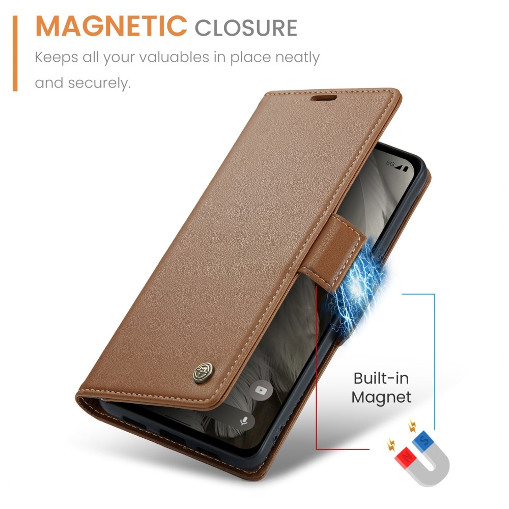 RFID blocking Slim Bookcover Hoesje Google Pixel 8 Bruin