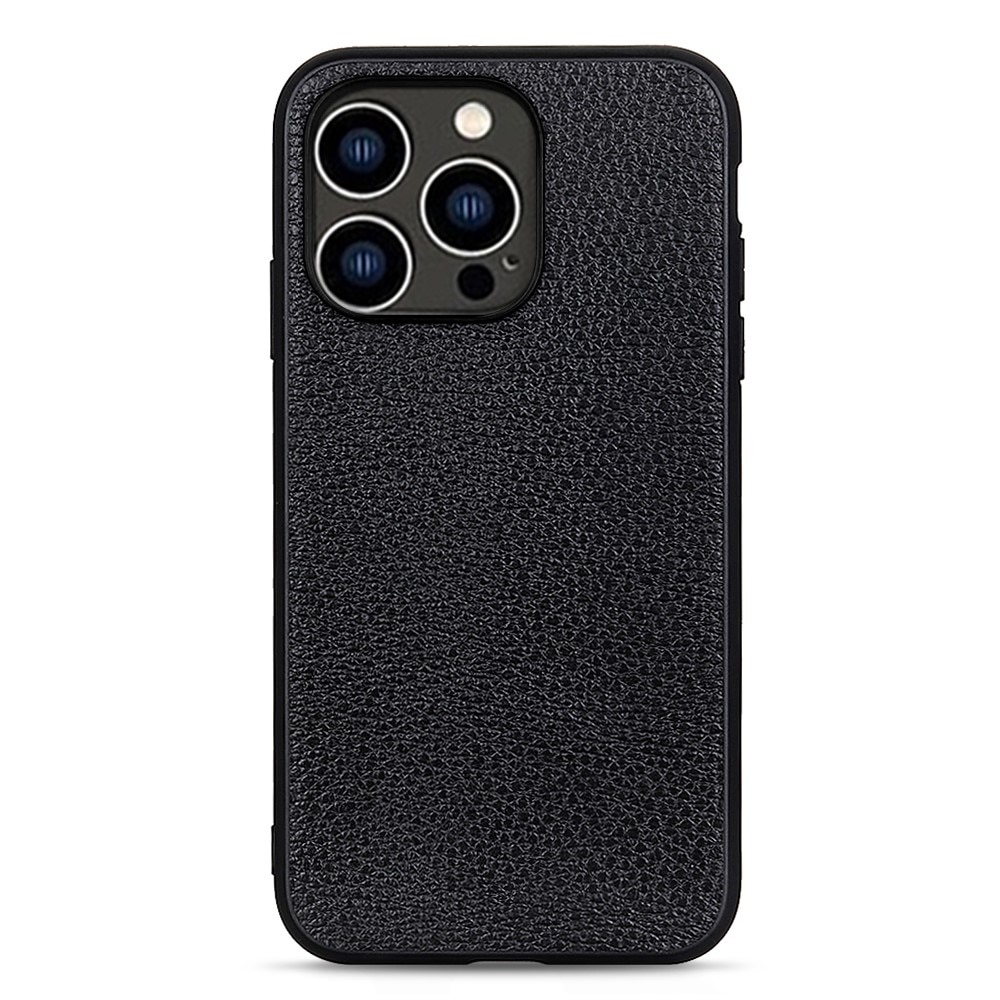 iPhone 15 Pro Max Echt lederen Case zwart