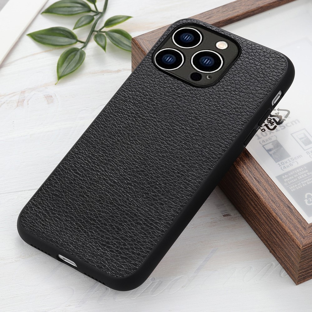 iPhone 15 Pro Max Echt lederen Case zwart