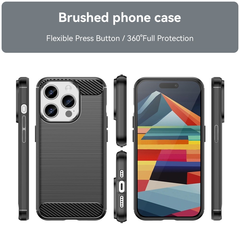 Hoesje TPU Brushed iPhone 15 Pro zwart