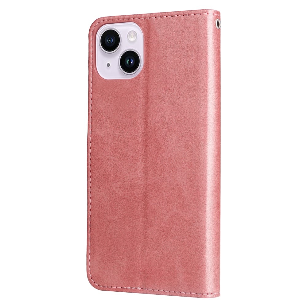 iPhone 15 Leren Zipperhoesje roze