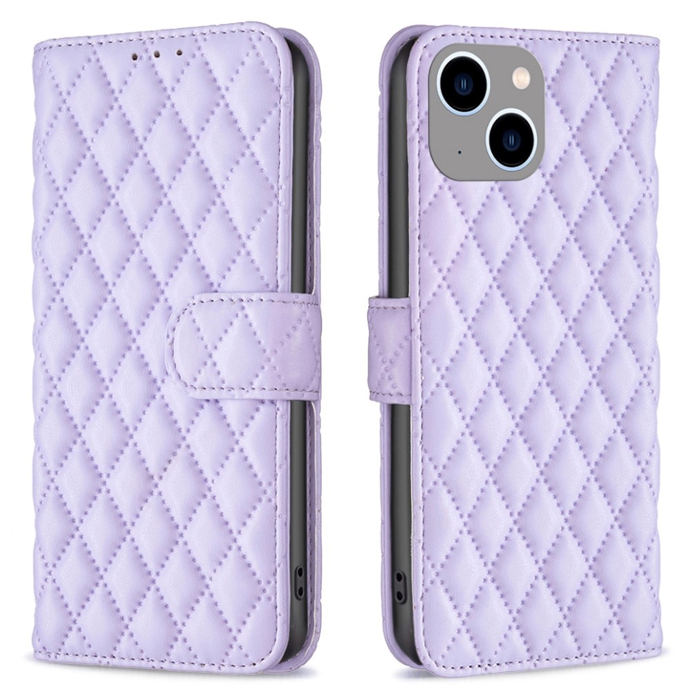 iPhone 15 Portemonnee hoesje Quilted, paars