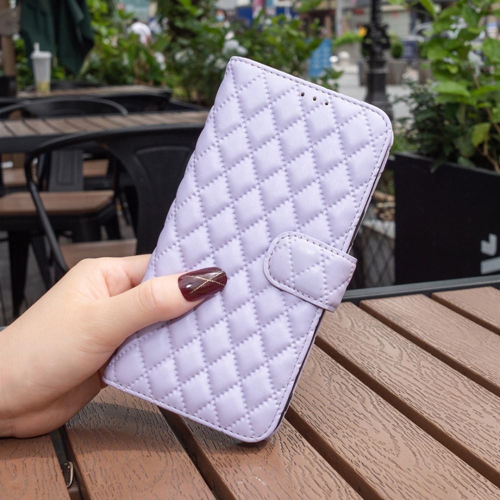 iPhone 15 Portemonnee hoesje Quilted, paars