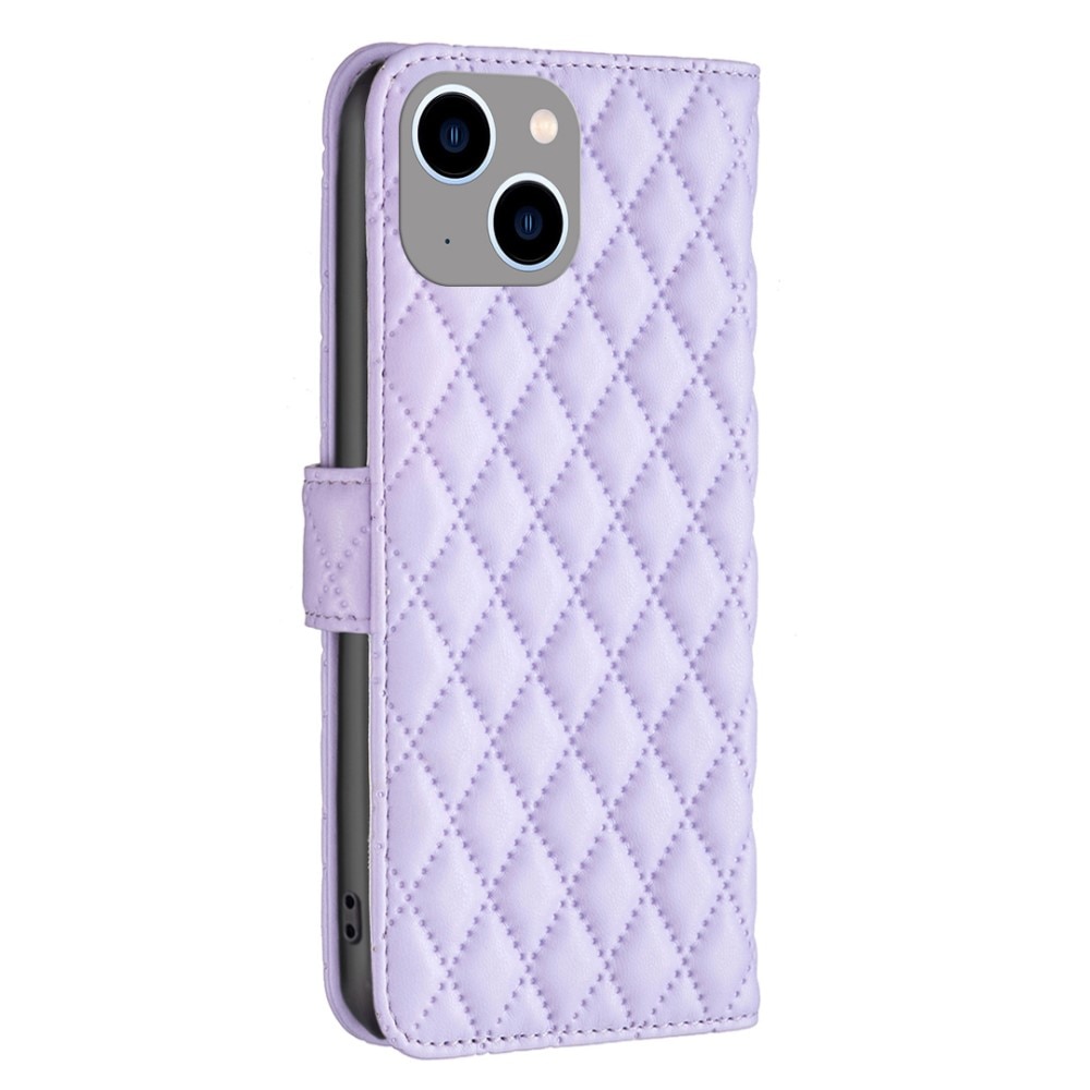 iPhone 15 Portemonnee hoesje Quilted, paars