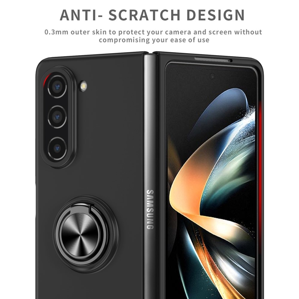 Samsung Galaxy Z Fold 5 Hoesje met magnetische ringhouder zwart