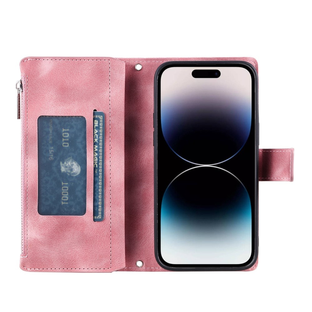 iPhone 15 Pro Portemonnee tas Mandala, roze