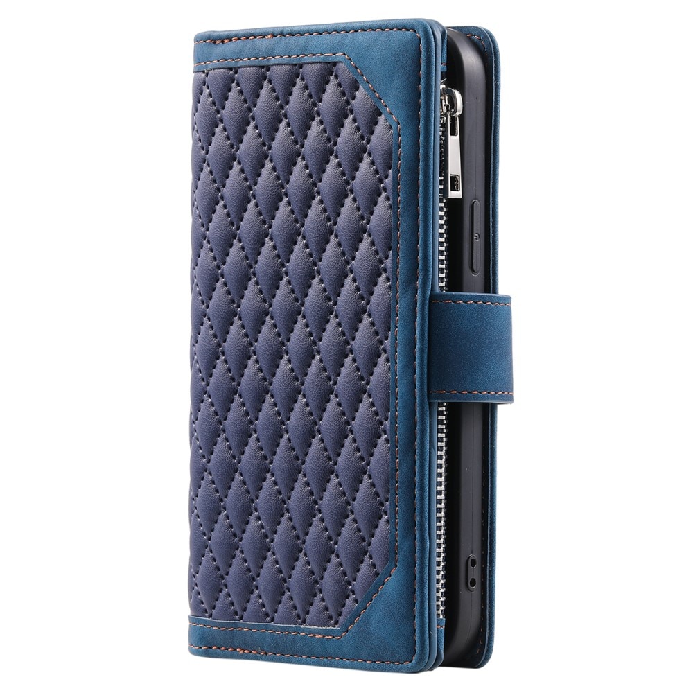 iPhone 15 Portemonnee tas Quilted Blauw