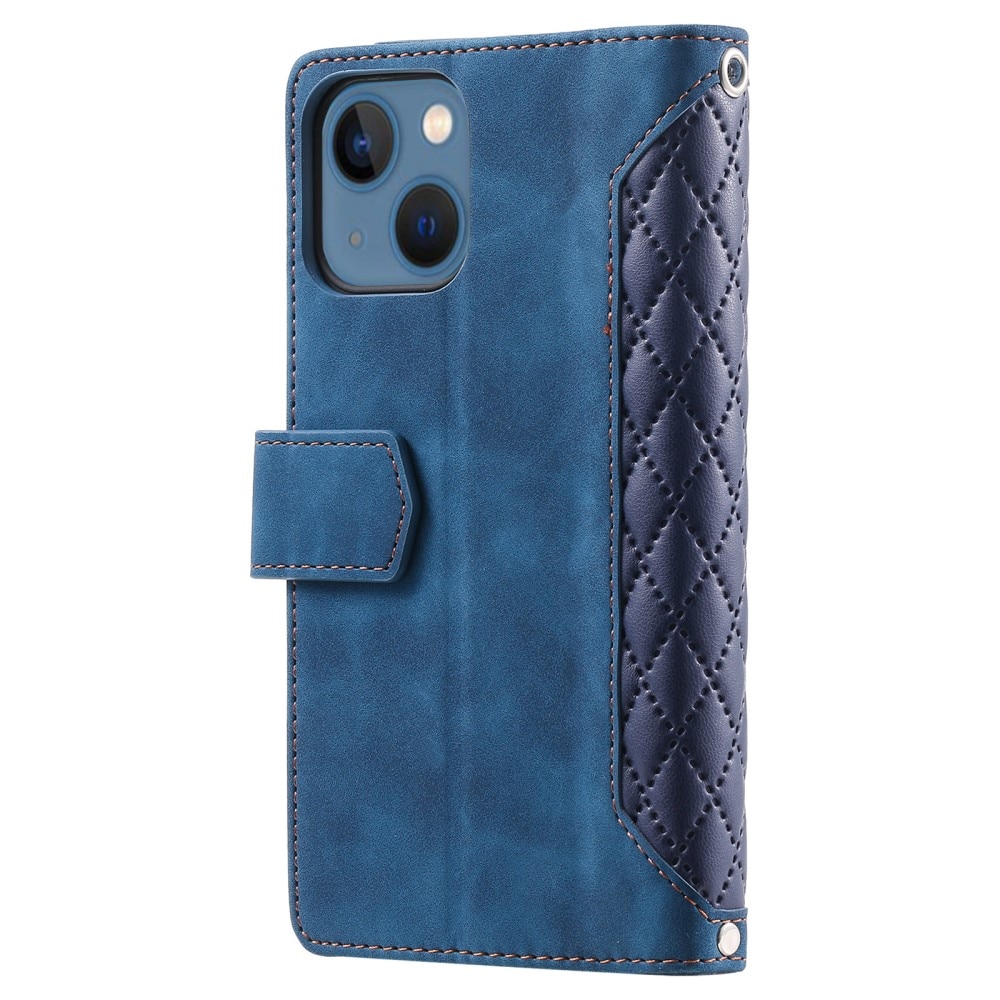 iPhone 15 Portemonnee tas Quilted Blauw