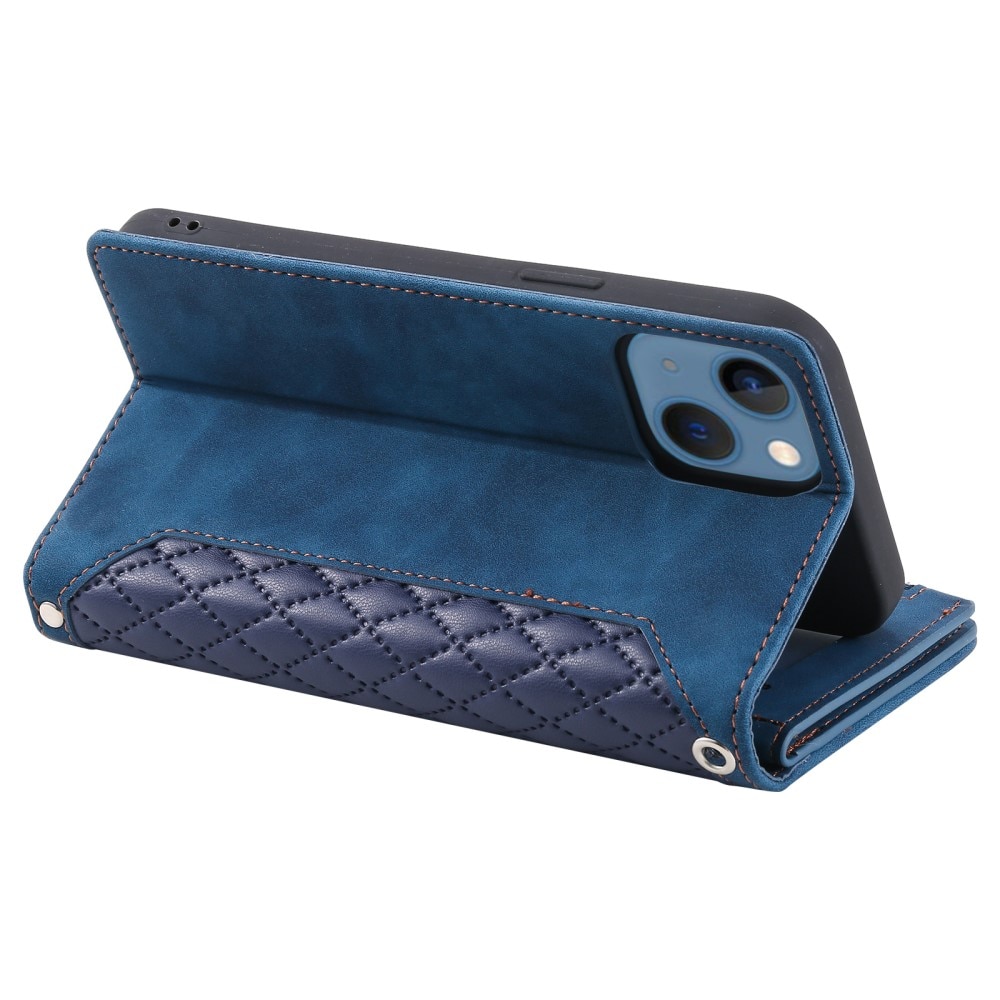 iPhone 15 Portemonnee tas Quilted Blauw