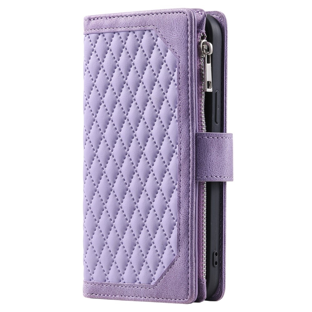 iPhone 15 Pro Portemonnee tas Quilted Paars