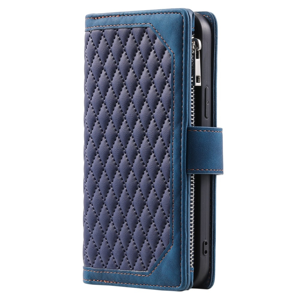 iPhone 15 Pro Portemonnee tas Quilted Blauw