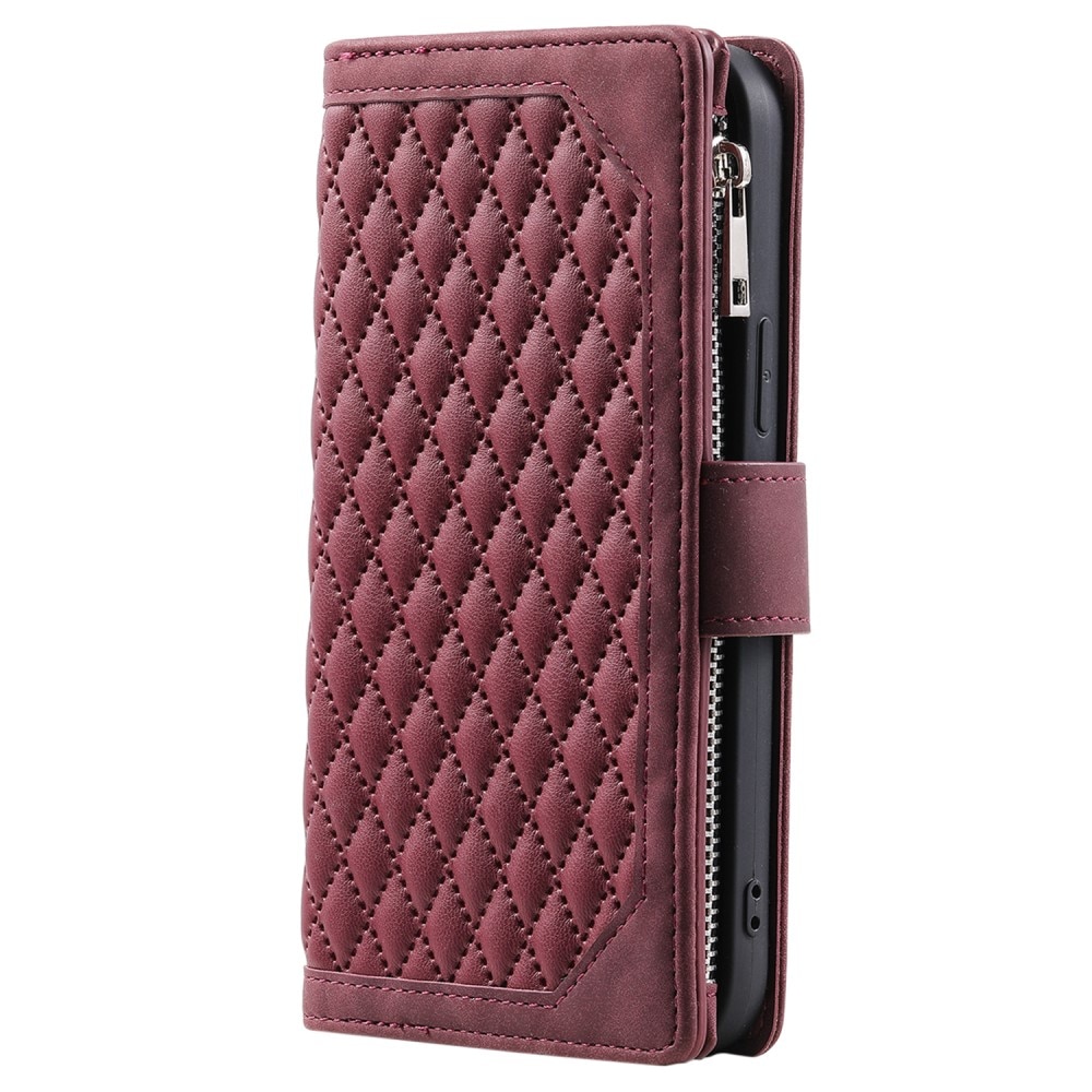 iPhone 15 Pro Portemonnee tas Quilted Rood