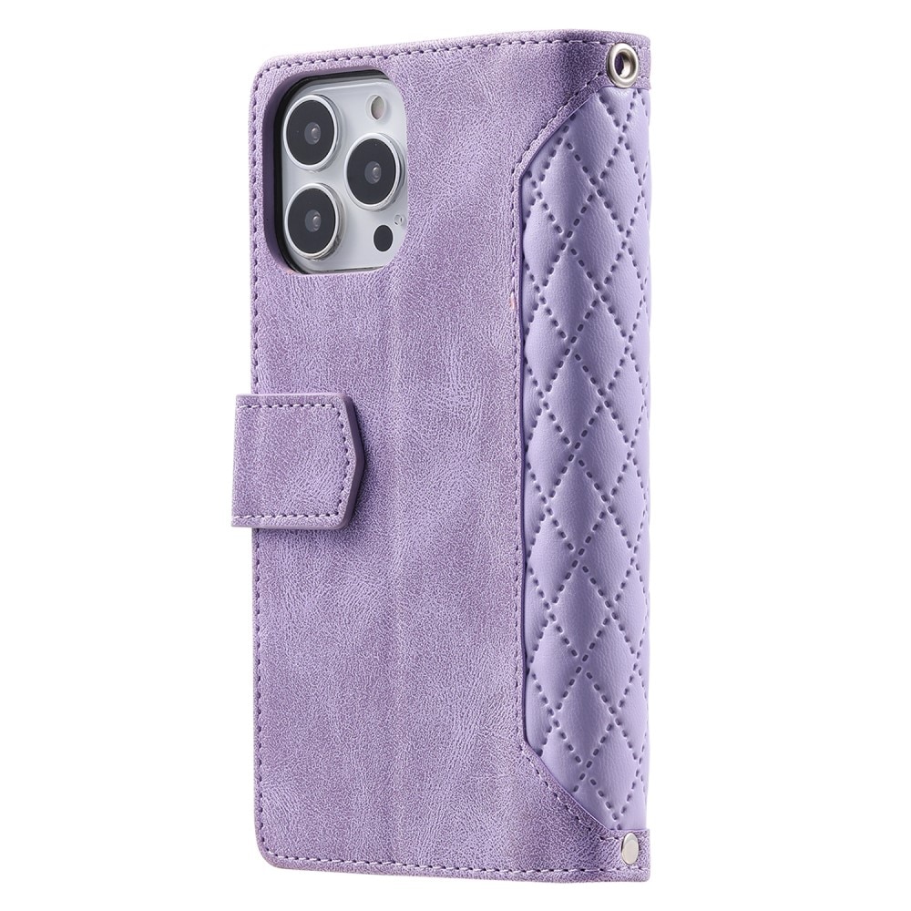 iPhone 15 Pro Max Portemonnee tas Quilted Paars