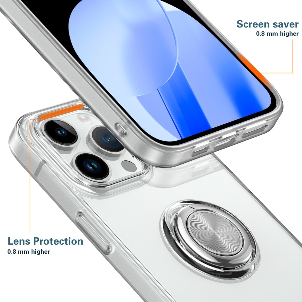 iPhone 15 Pro TPU hoesje Finger Ring Kickstand transparant