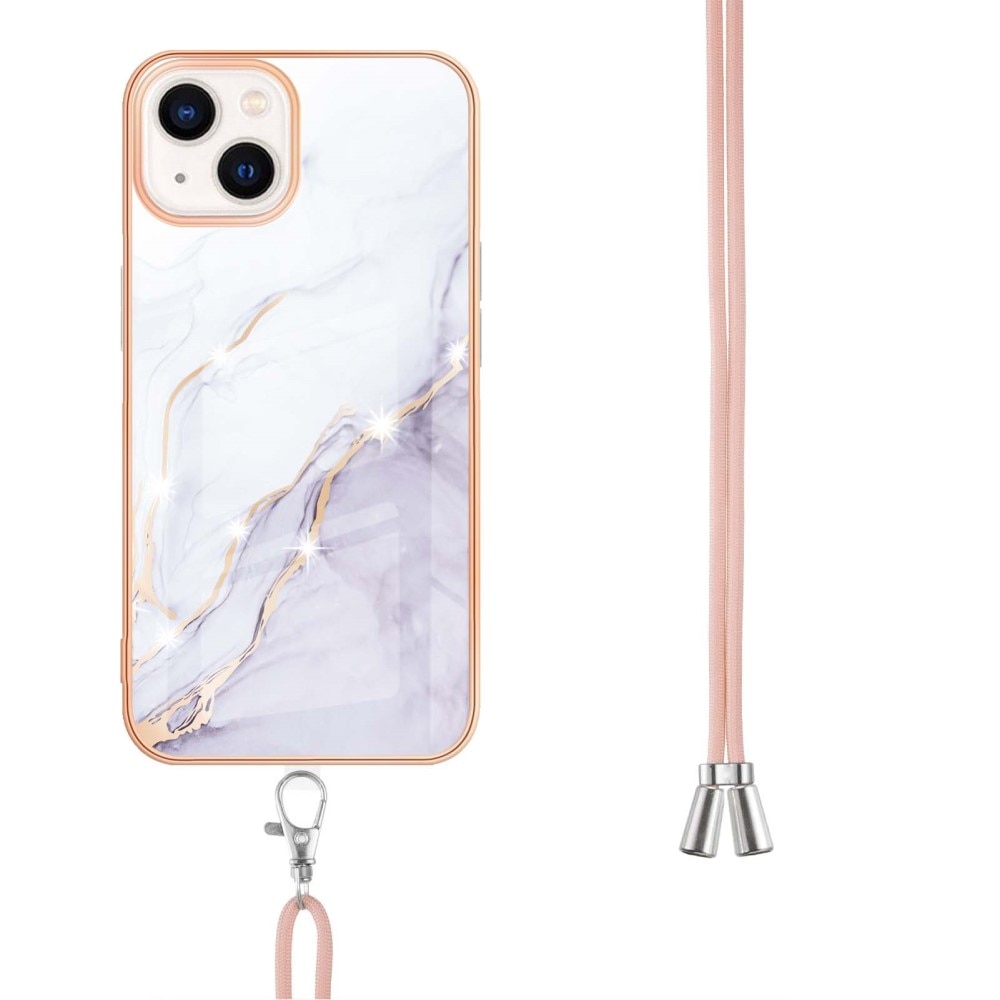 iPhone 15 Hoesje Halsband wit marmer