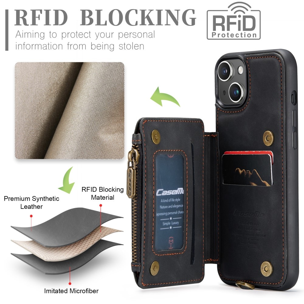 RFID blocking Multi-slot hoesje iPhone 15 zwart