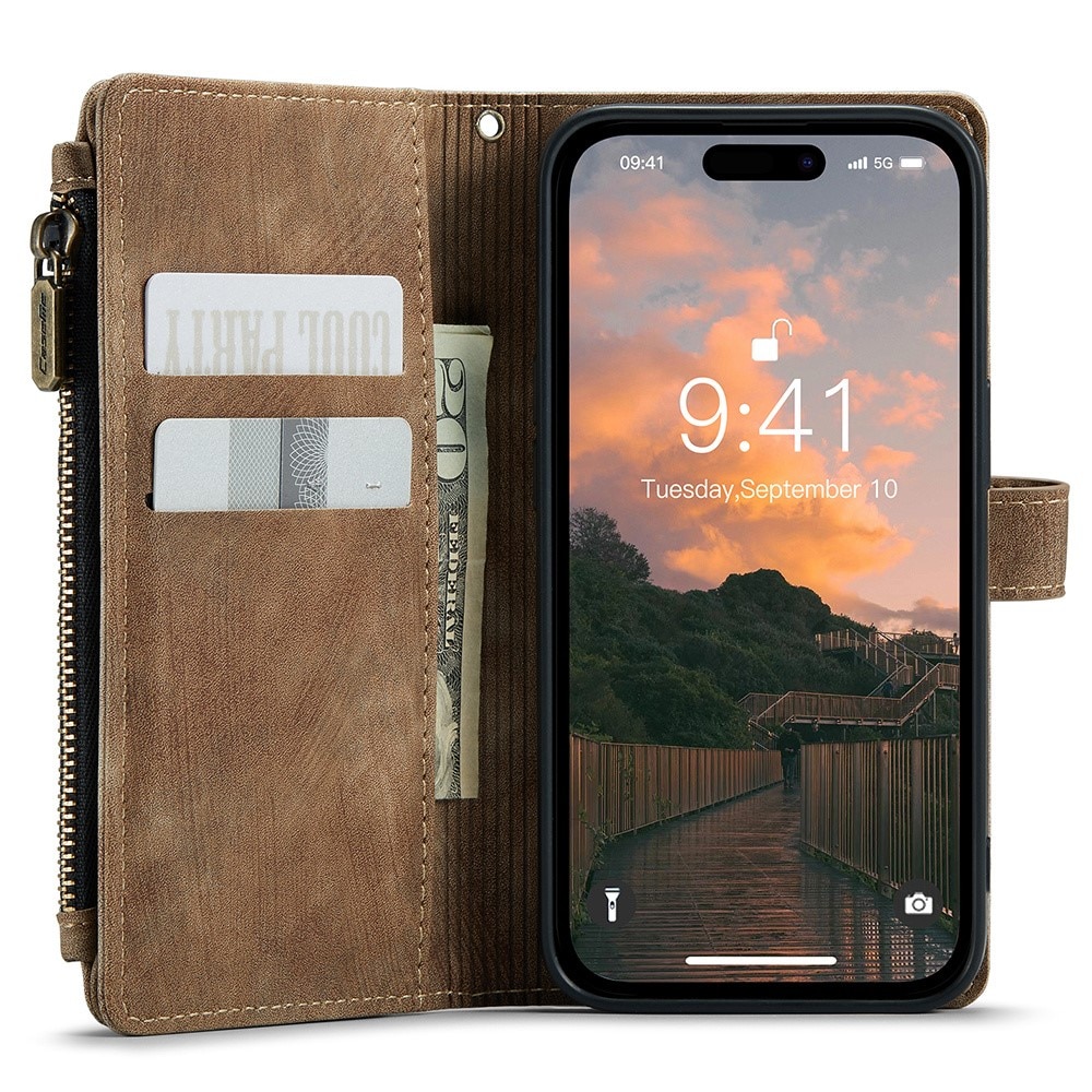 Bookcover hoesje Rits iPhone 15 Pro Max Bruin