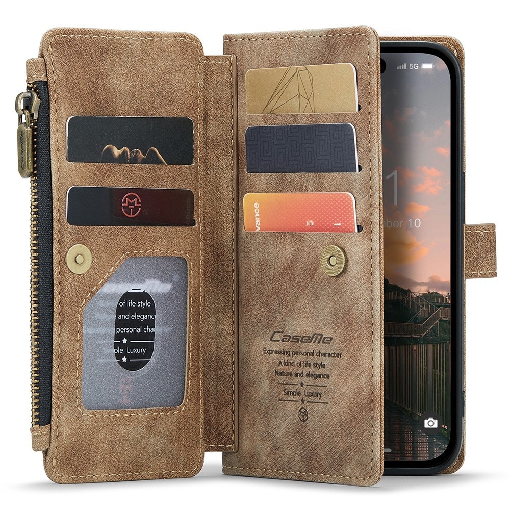 Bookcover hoesje Rits iPhone 16 Pro Bruin