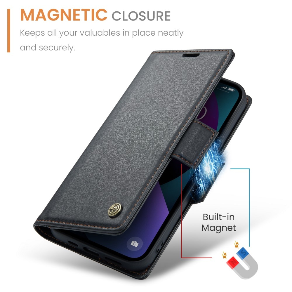 RFID blocking Slim Bookcover Hoesje iPhone 15 Zwart