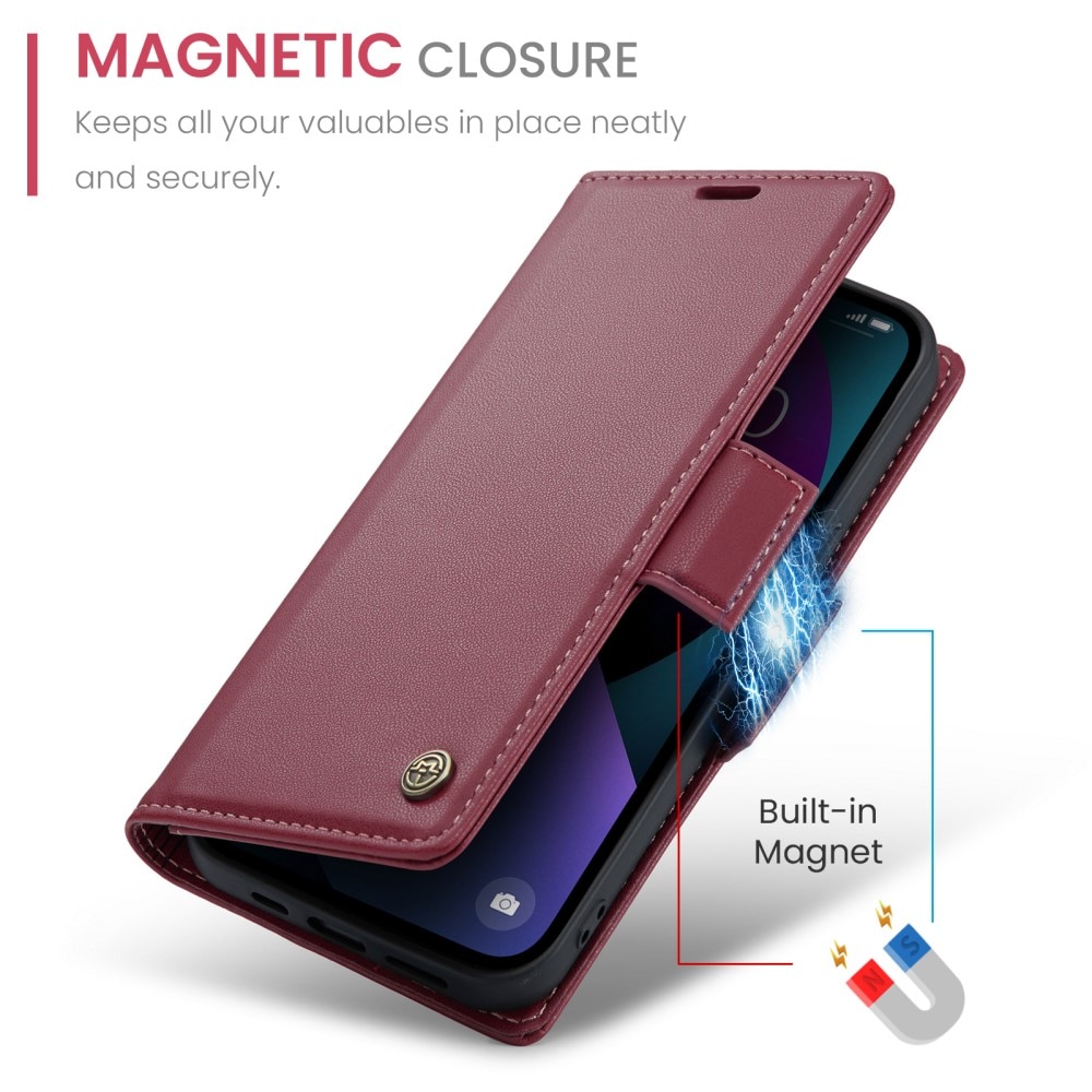 RFID blocking Slim Bookcover Hoesje iPhone 15 Rood