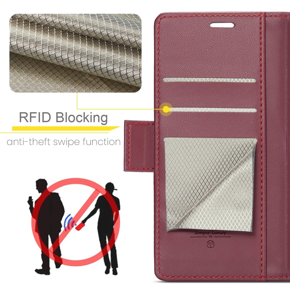 RFID blocking Slim Bookcover Hoesje iPhone 15 Rood