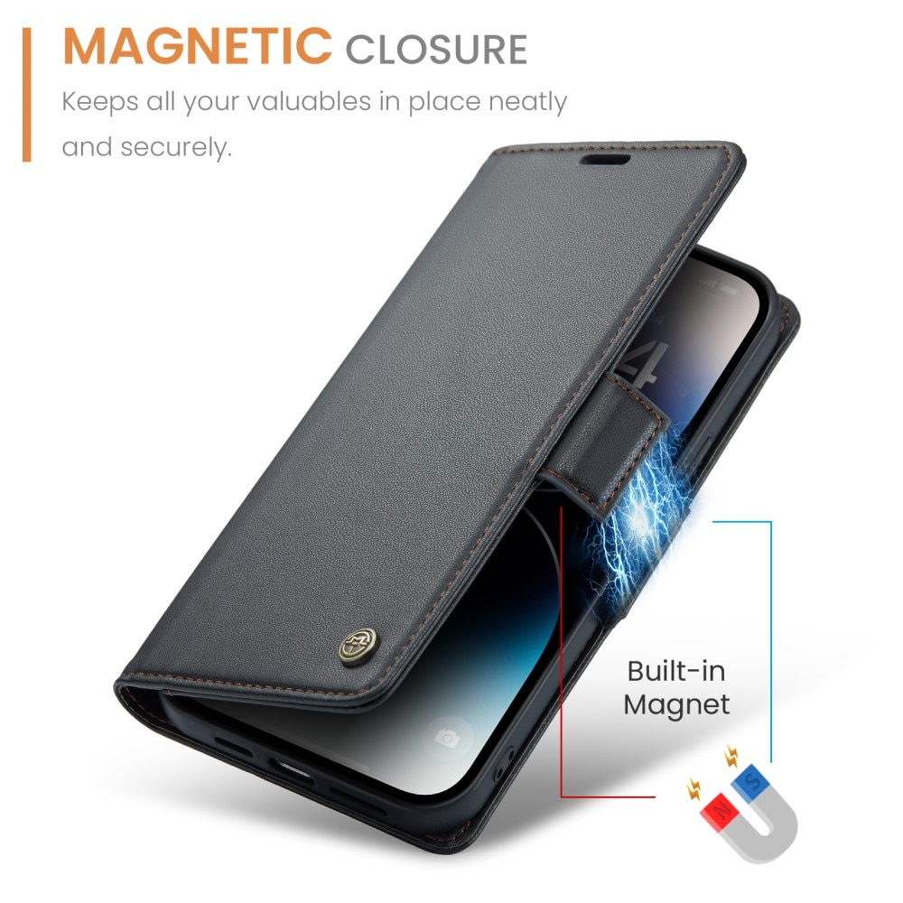 RFID blocking Slim Bookcover Hoesje iPhone 15 Pro Zwart