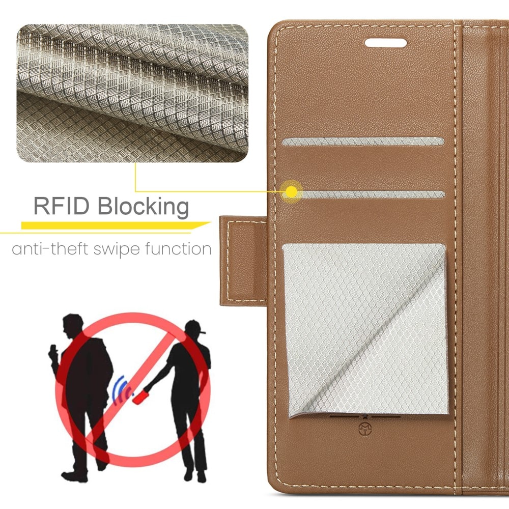 RFID blocking Slim Bookcover Hoesje iPhone 15 Pro Bruin