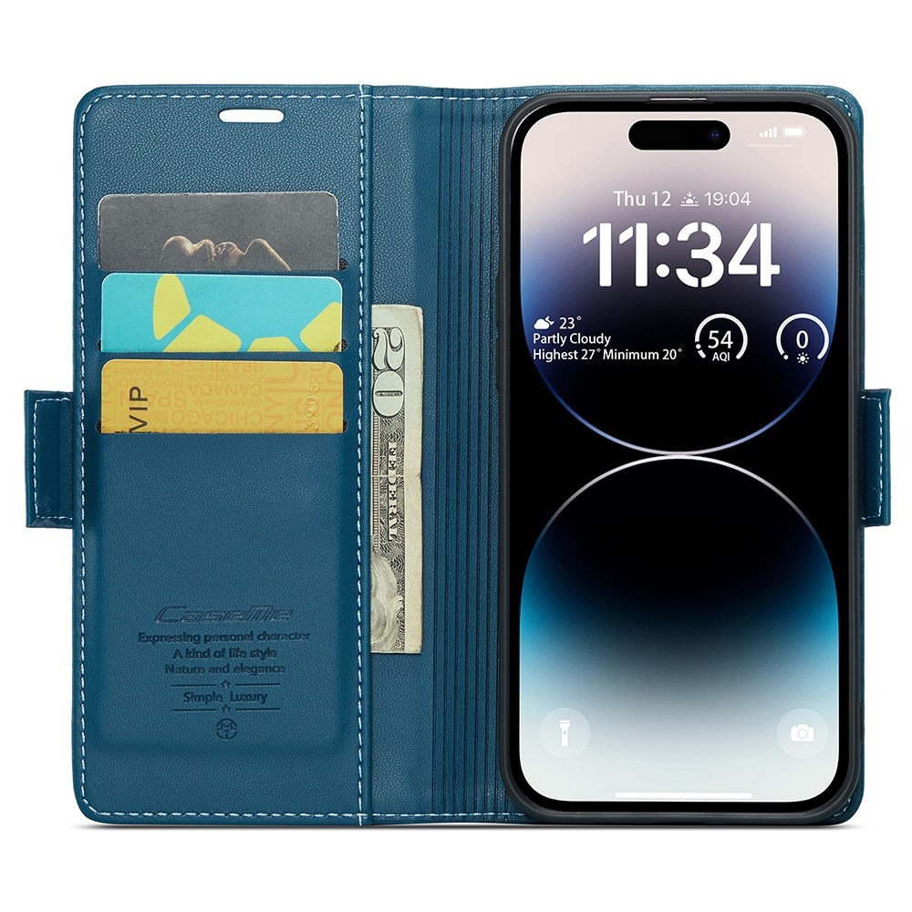 RFID blocking Slim Bookcover Hoesje iPhone 15 Pro Max Blauw