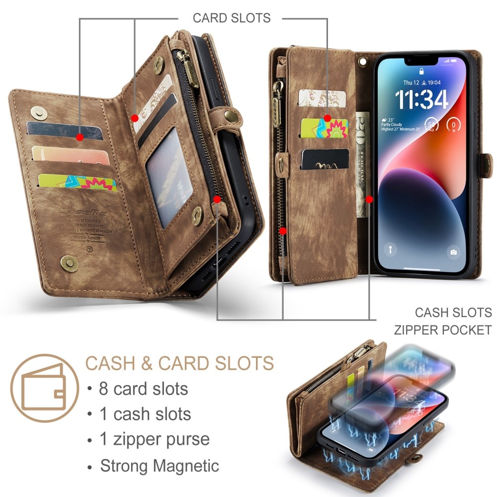 Multi-slot Hoesje iPhone 15 bruin