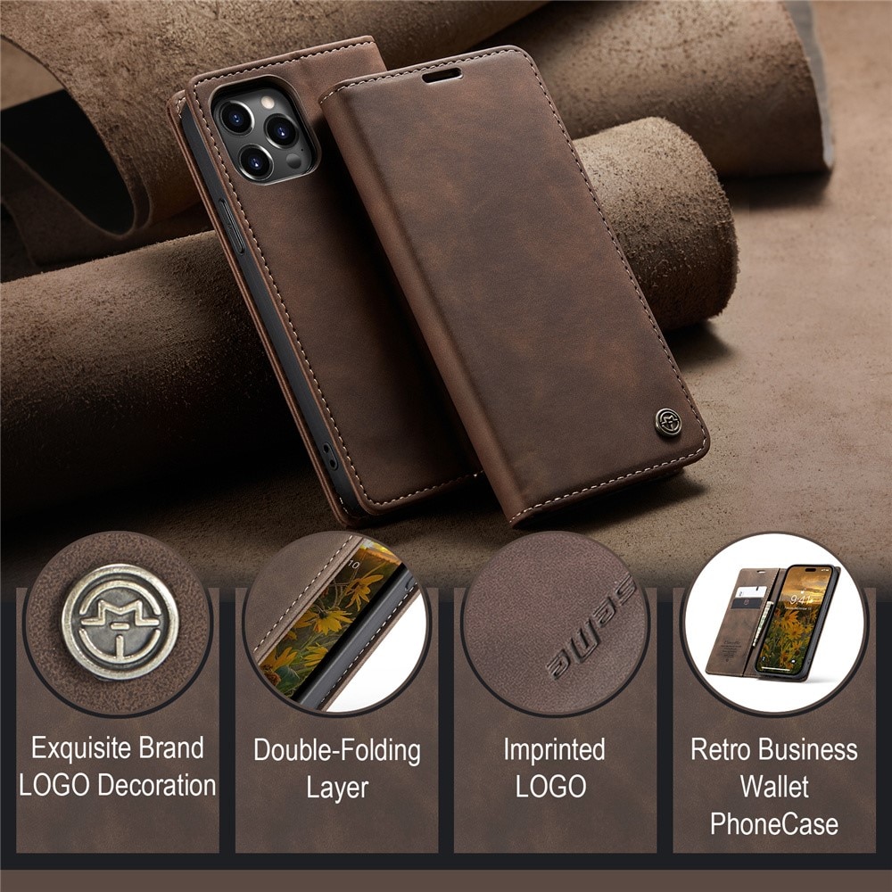 Slim Bookcover Hoesje iPhone 15 Pro Bruin