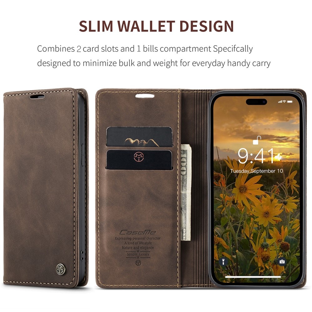 Slim Bookcover Hoesje iPhone 15 Pro Bruin