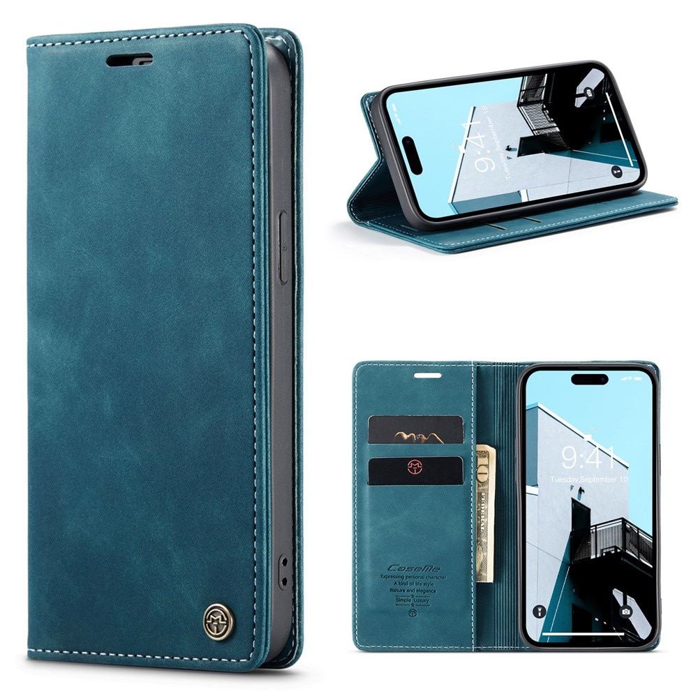 Slim Bookcover Hoesje iPhone 16 Pro Blauw