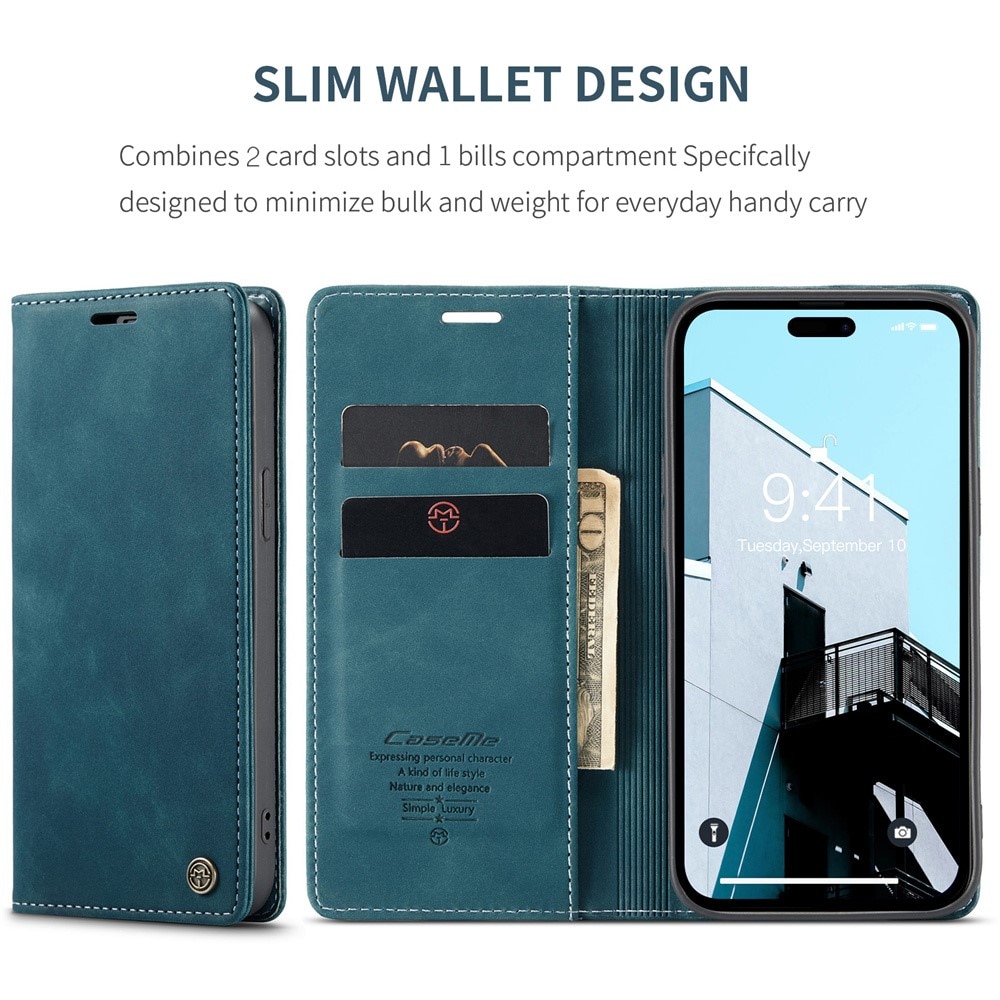 Slim Bookcover Hoesje iPhone 15 Pro Blauw