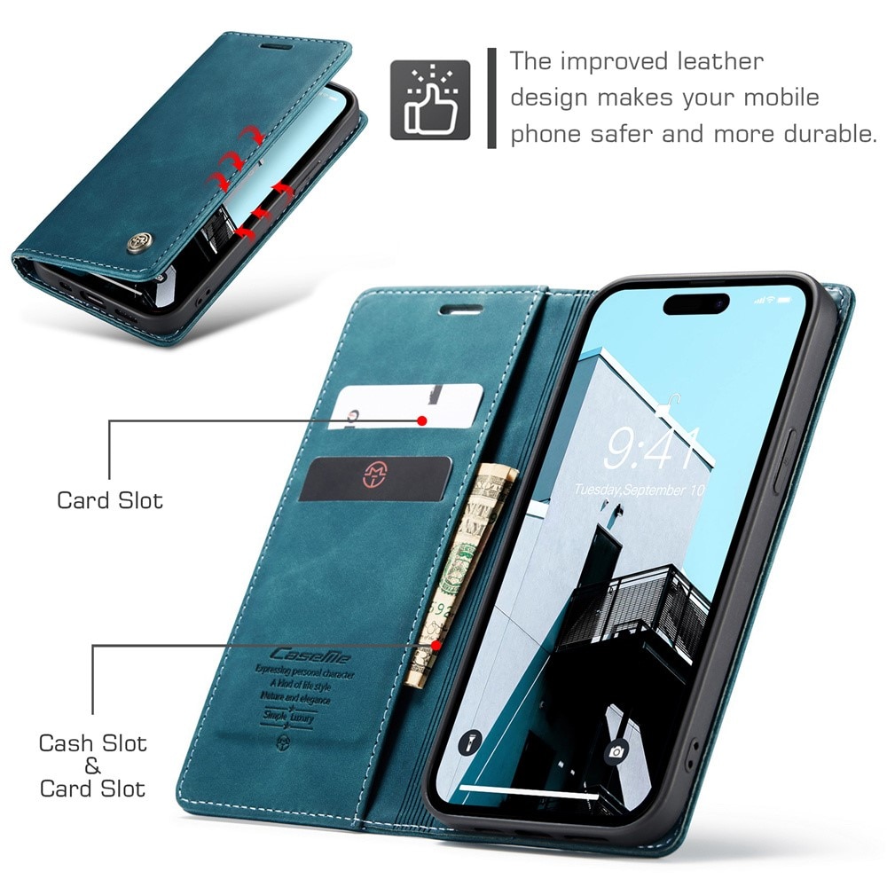 Slim Bookcover Hoesje iPhone 15 Pro Blauw