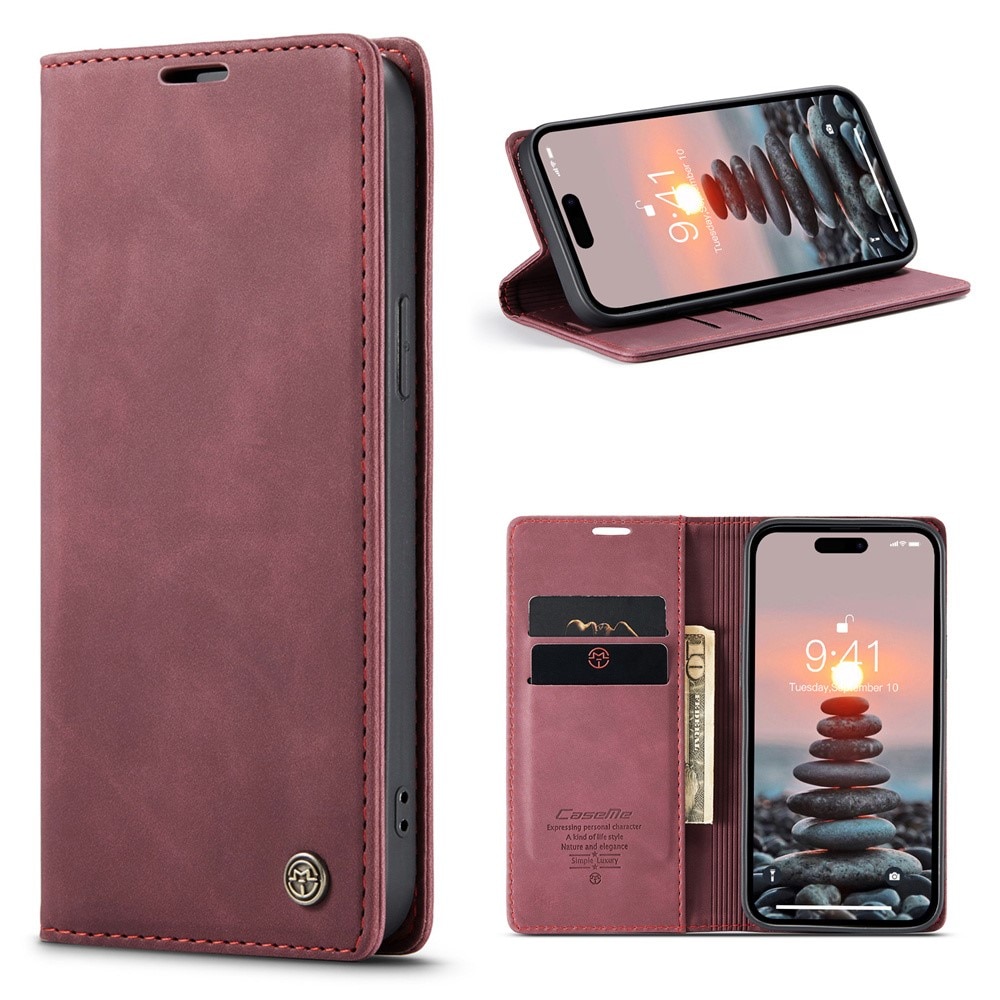 Slim Bookcover Hoesje iPhone 16 Pro Rood