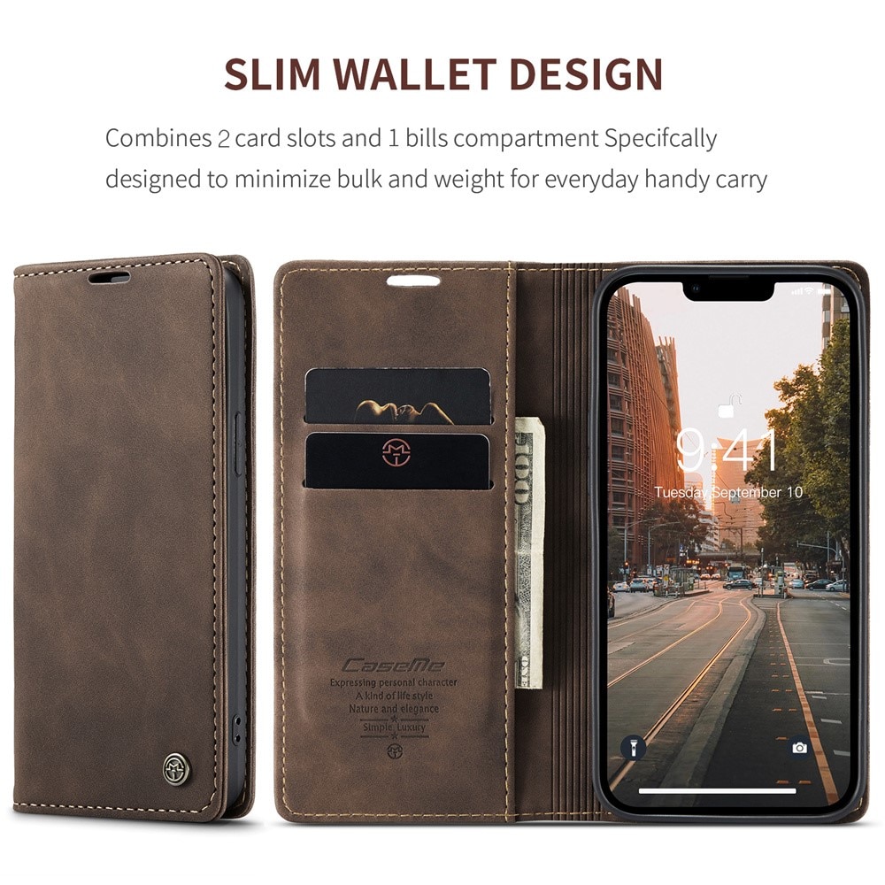 Slim Bookcover Hoesje iPhone 15 Bruin