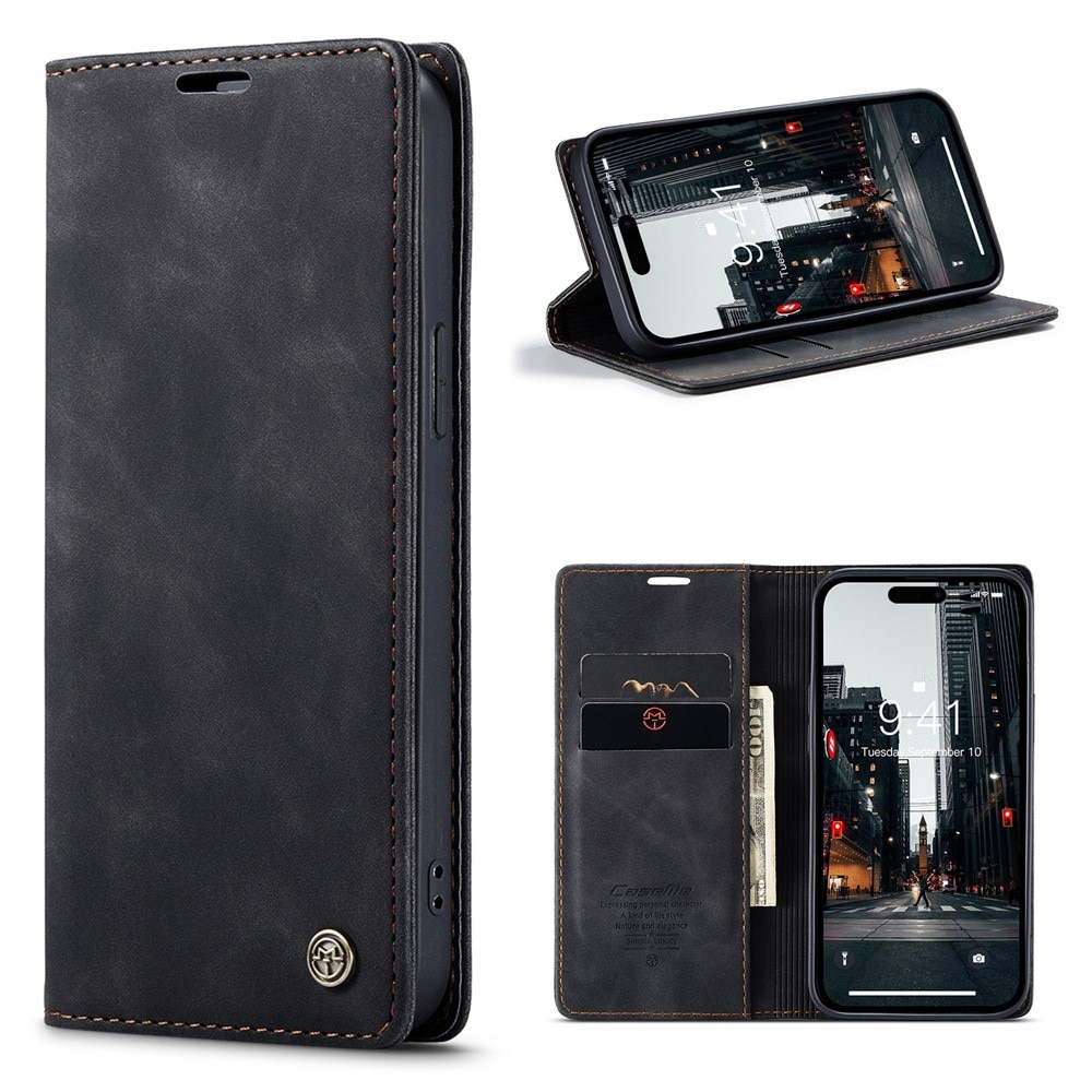 Slim Bookcover Hoesje iPhone 15 Pro Max Zwart