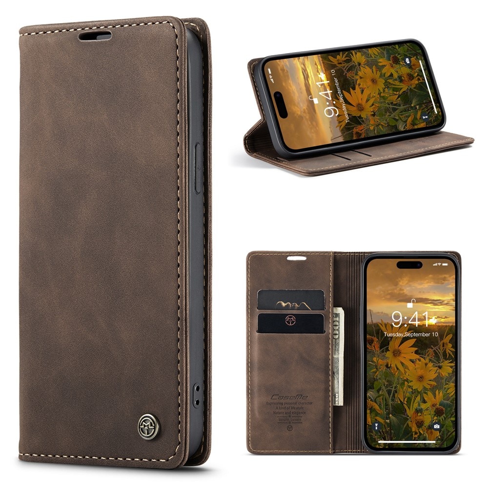 Slim Bookcover Hoesje iPhone 16 Pro Max Bruin