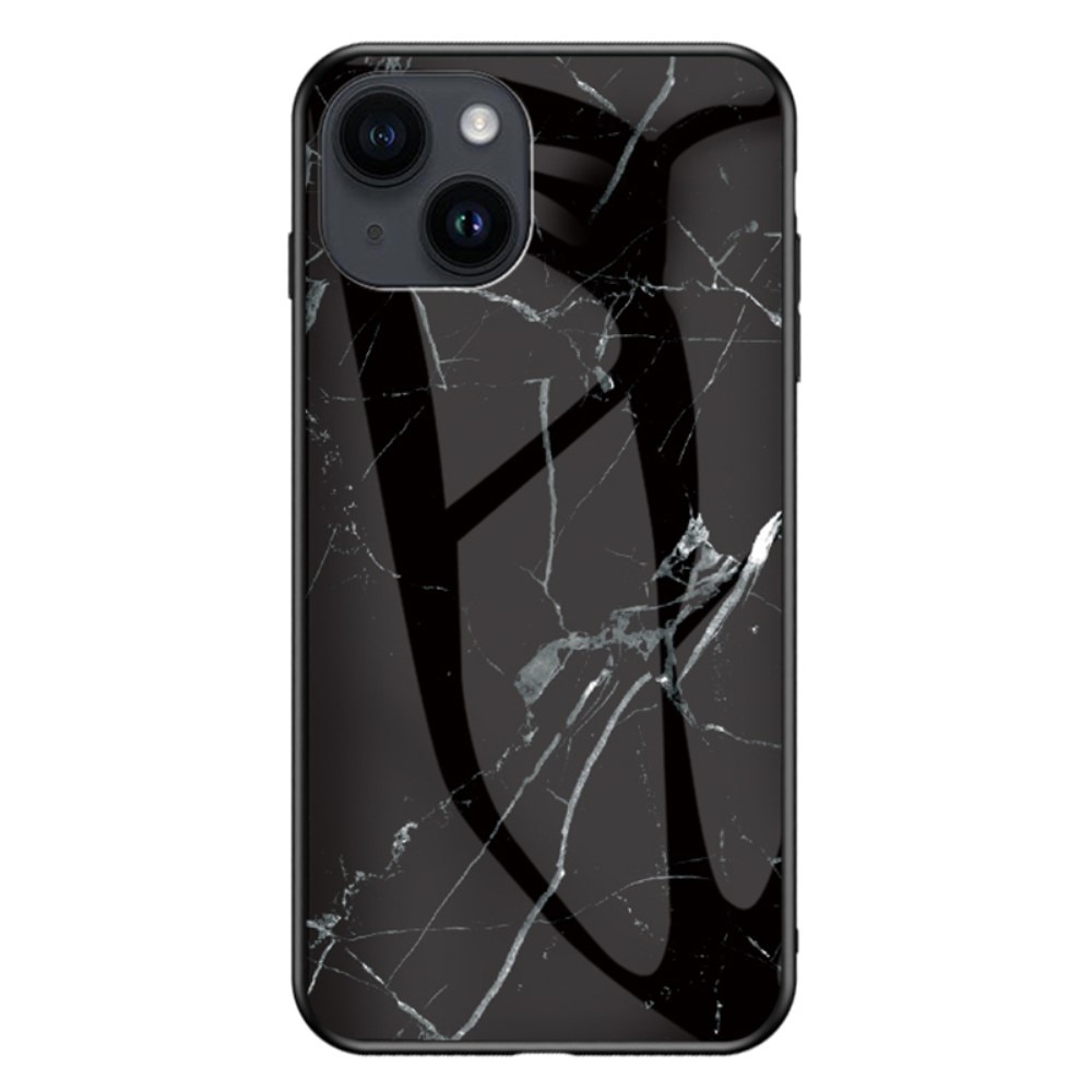 iPhone 15 Hoesje Gehard Glas zwart marmer