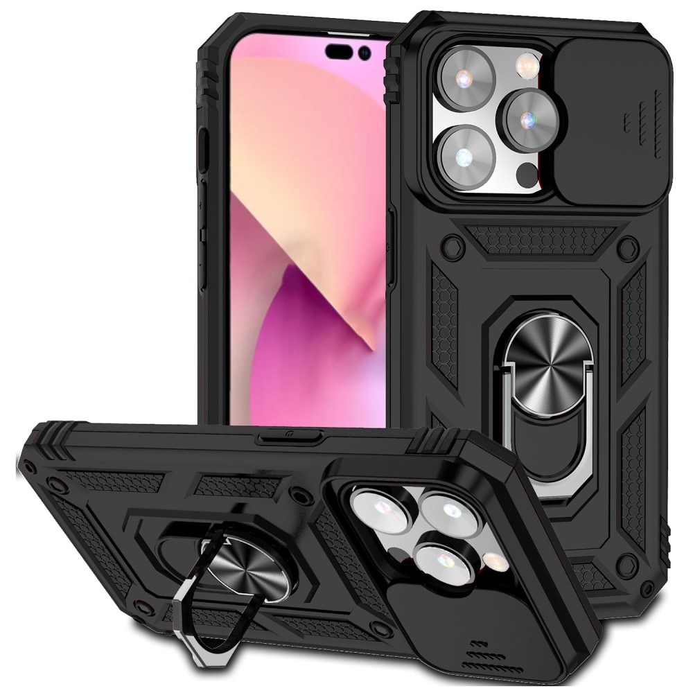 iPhone 15 Pro Max Hybridcase Ring + Camera Protector Zwart