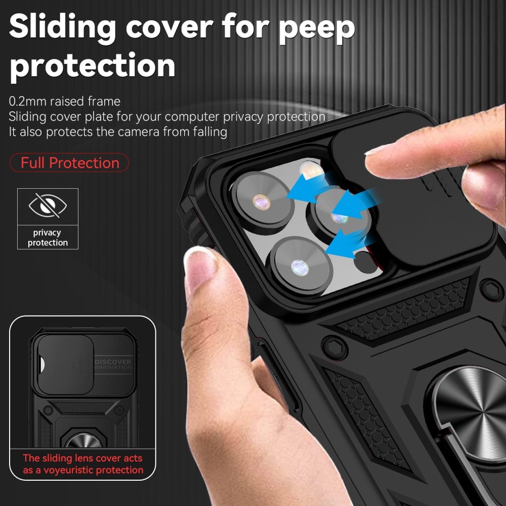 iPhone 15 Pro Max Hybridcase Ring + Camera Protector Zwart