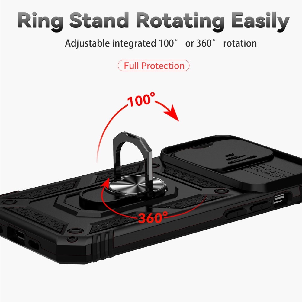 iPhone 15 Pro Max Hybridcase Ring + Camera Protector Zwart