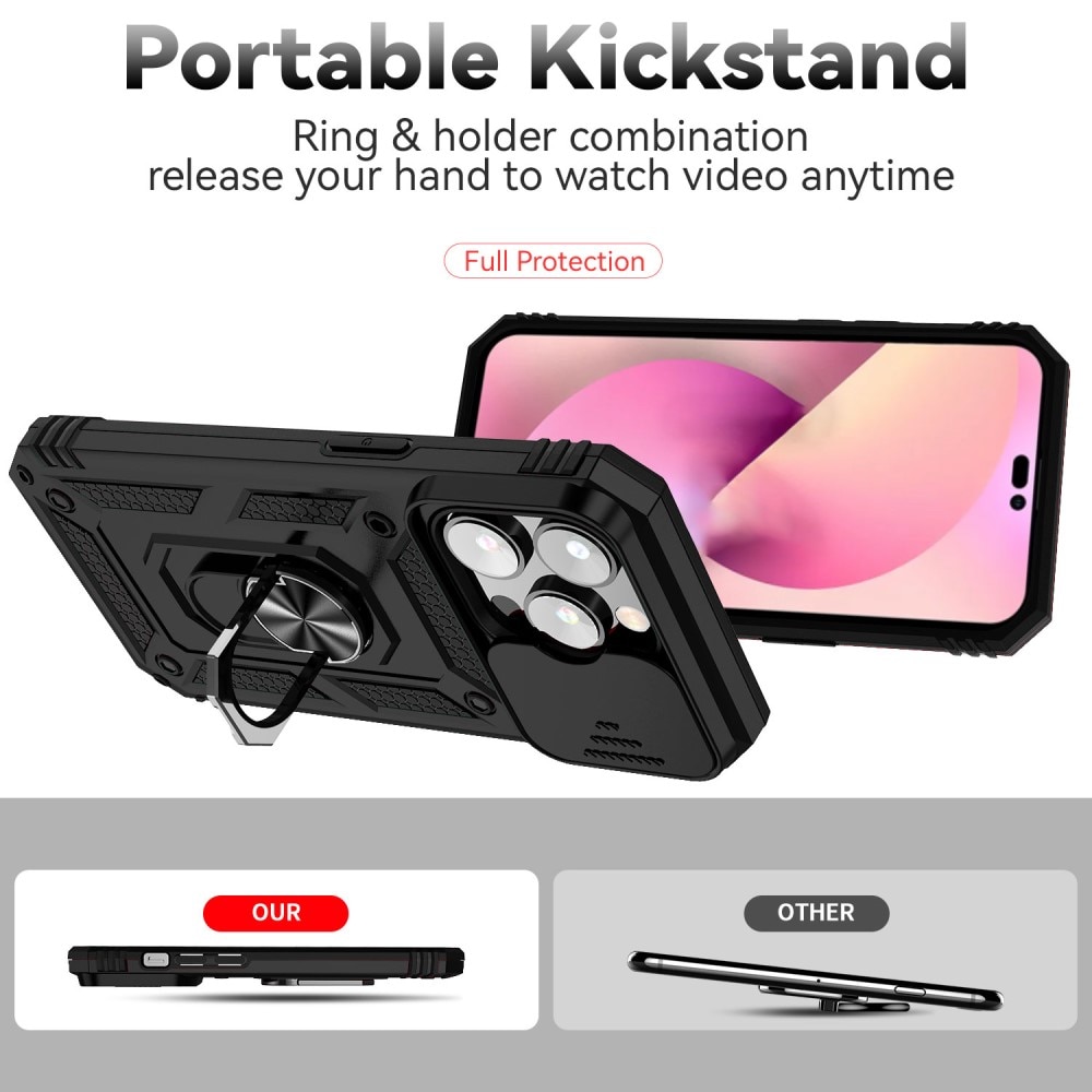 iPhone 15 Pro Max Hybridcase Ring + Camera Protector Zwart