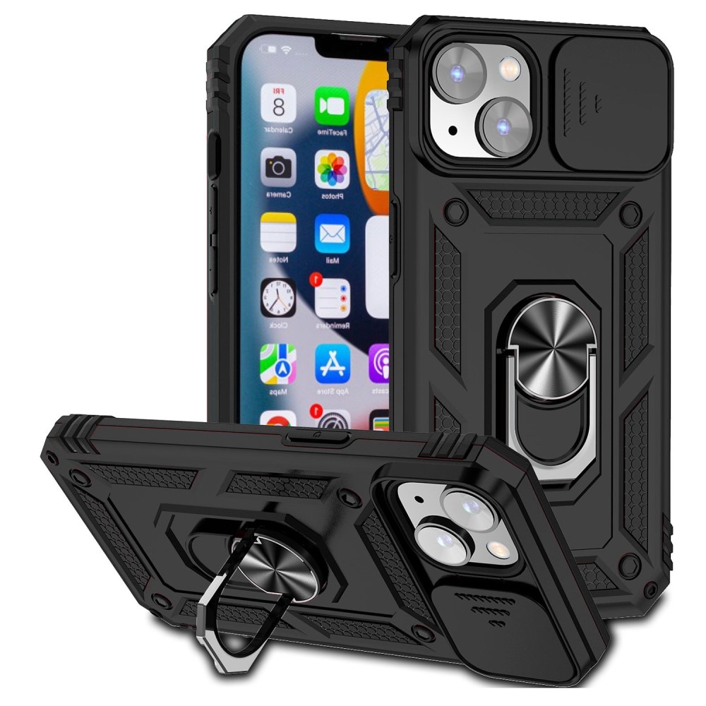 iPhone 15 Hybridcase Ring + Camera Protector Zwart