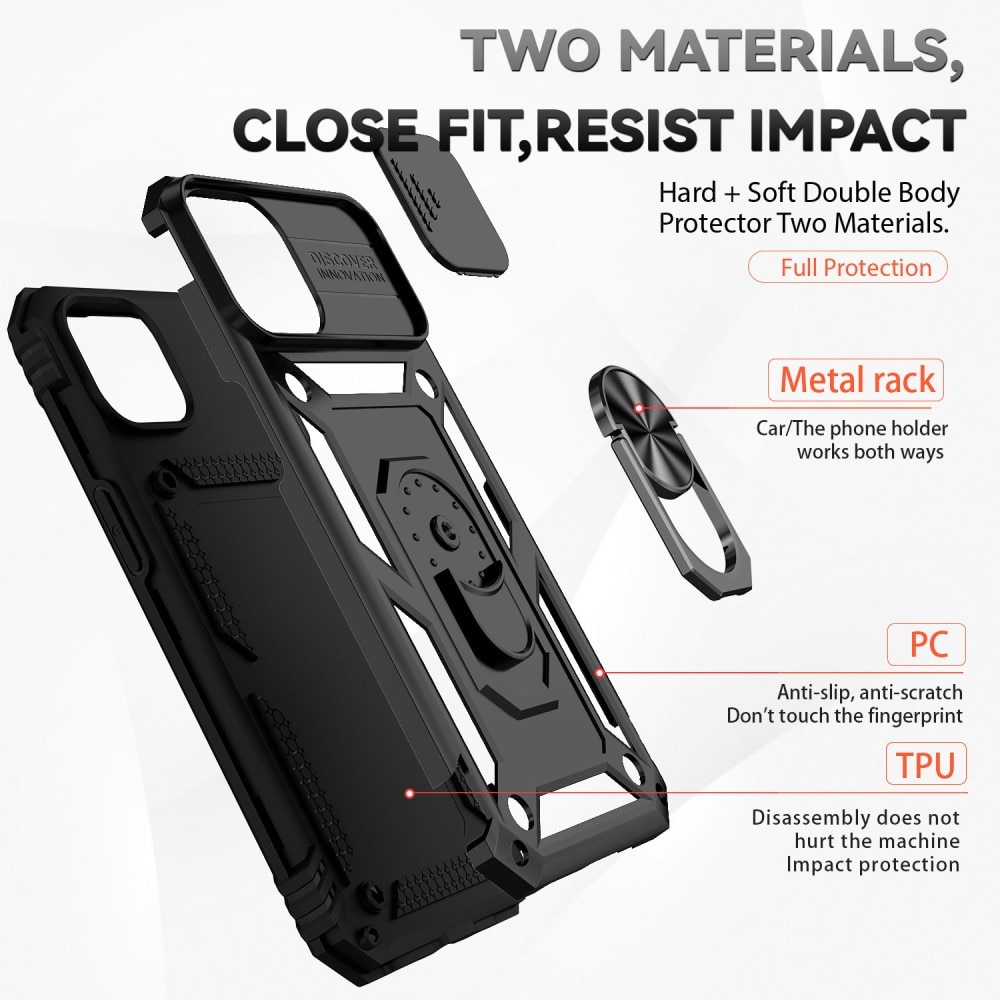 iPhone 15 Hybridcase Ring + Camera Protector Zwart