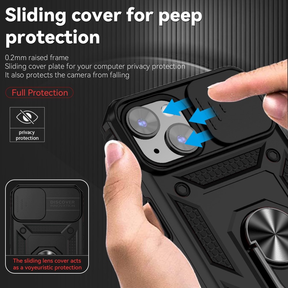 iPhone 15 Hybridcase Ring + Camera Protector Zwart