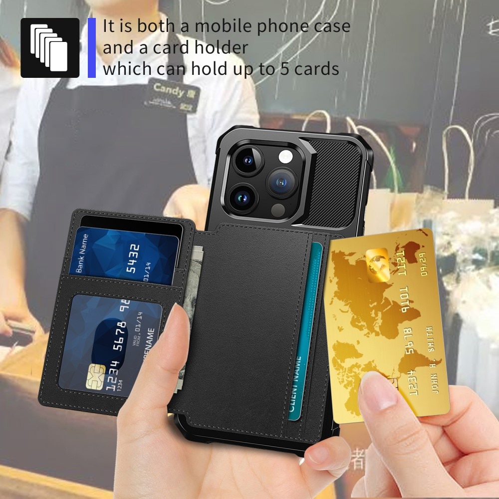 iPhone 15 Pro Tough Multi-slot Case zwart