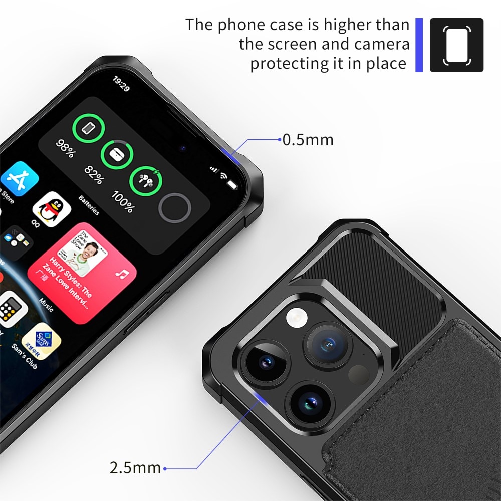 iPhone 15 Pro Tough Multi-slot Hoesje Zwart