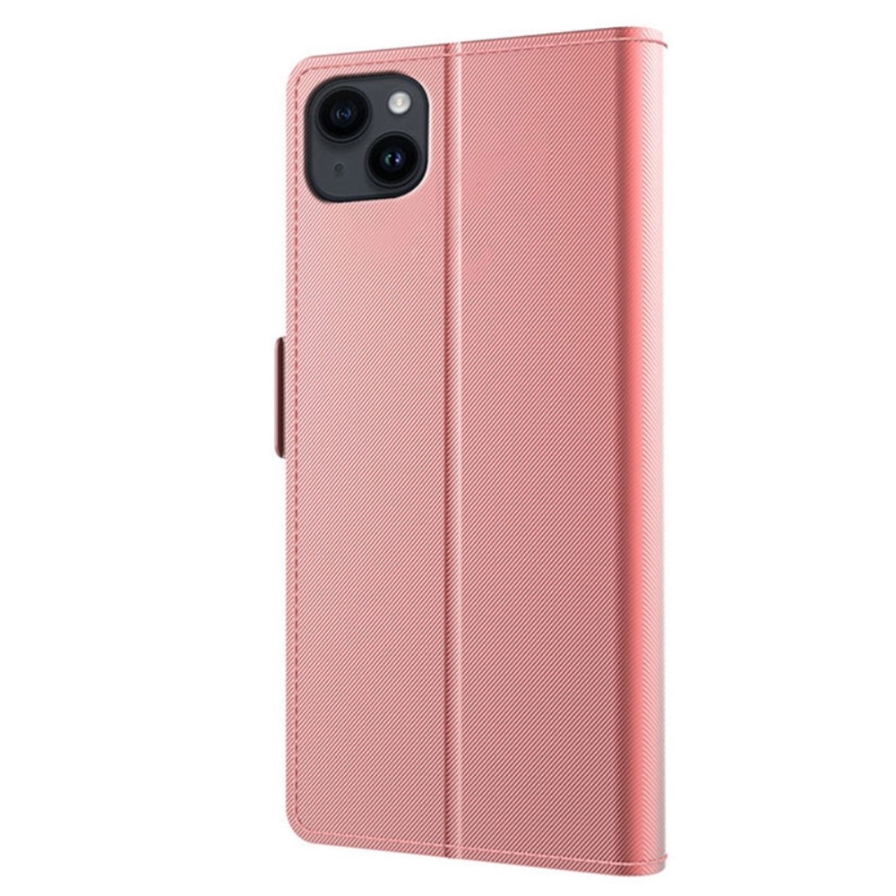 iPhone 15 Plus Bookcover Hoesje met Spiegel Roze goud