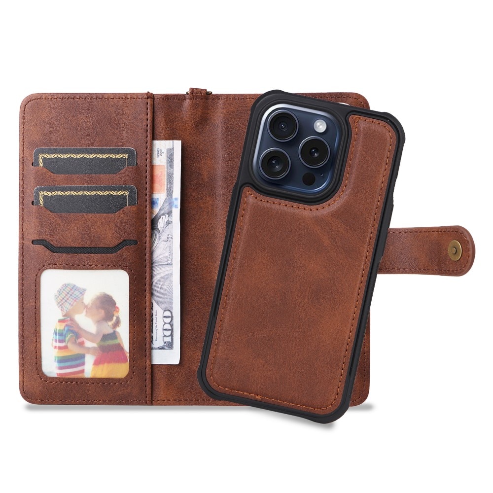 iPhone 15 Pro Magnet Leather Wallet bruin